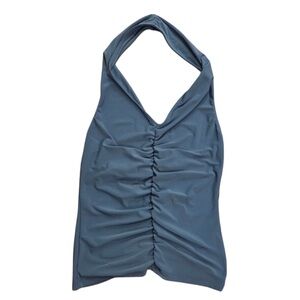 Anthropologie Slate Blue Halter Top with Center Front Roushing!